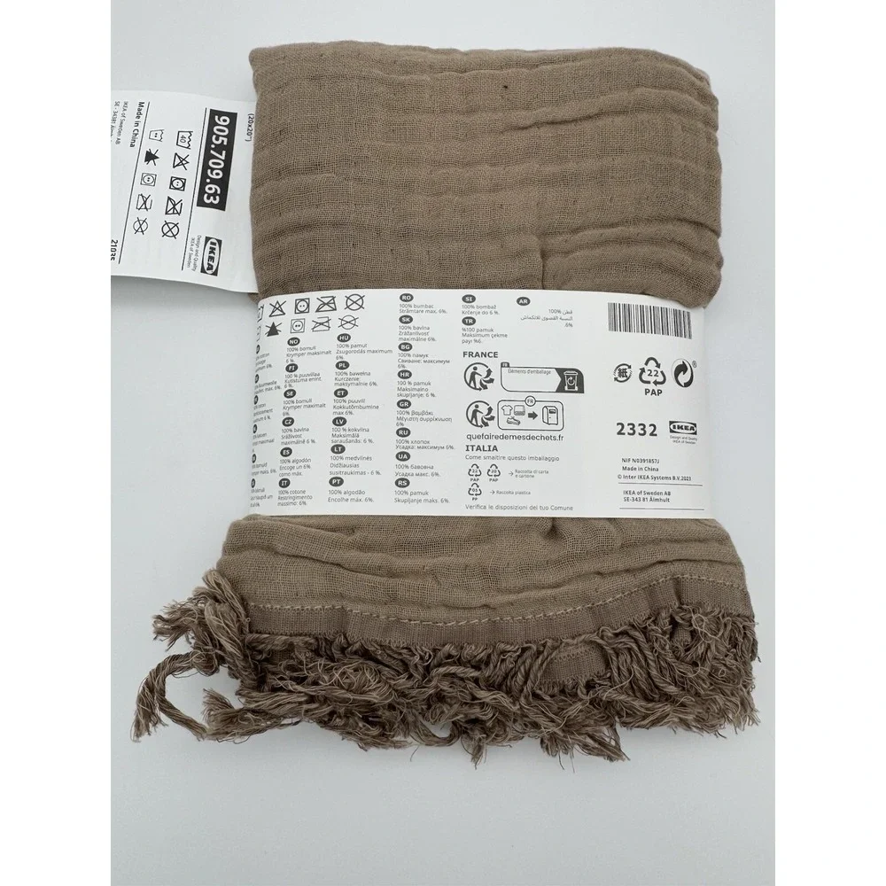 New‎ IKEA VALLKRASSING Tan Brown Pillow Cover Cotton 20